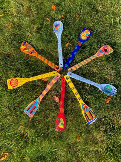 Wooden Spatula Painted Art Kitchen Diwali Navratri Golu Pooja Indian Favor Wooden Spatula Painted Art Kitchen Diwali Navratri Golu Pooja Indian Favor