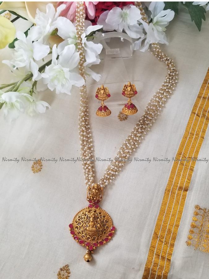 Temple Jewelry-Imitation Necklace Mahalakshmi-Kaanchi-faux pearl beads