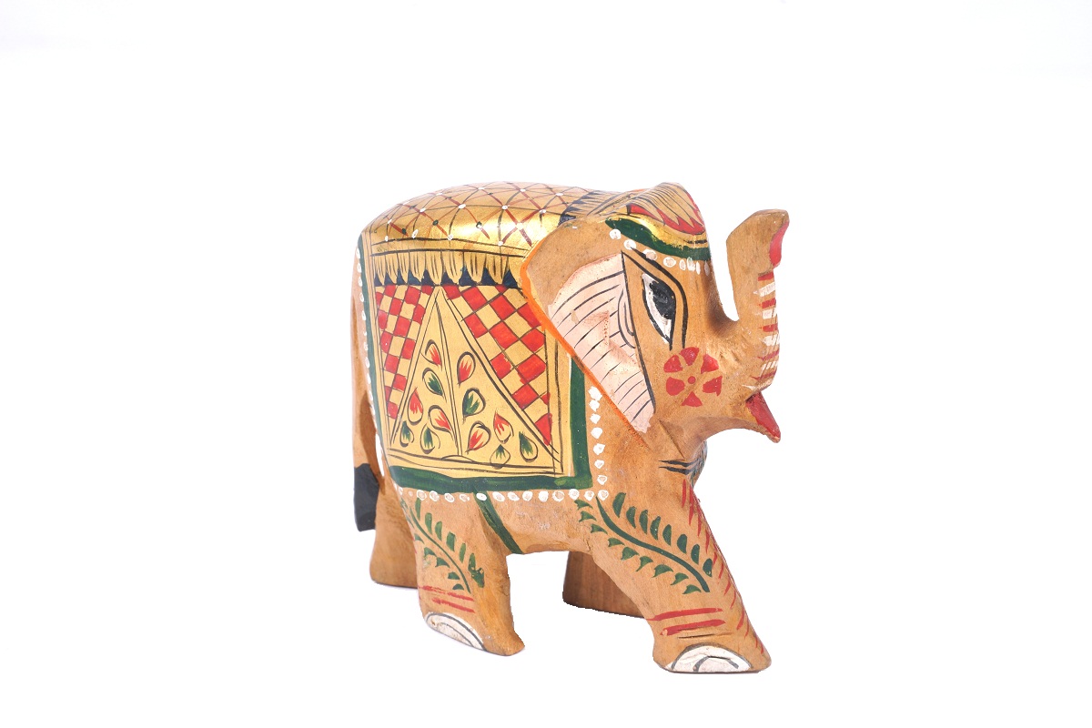 Handcrafted Wood  Painted Elephant
