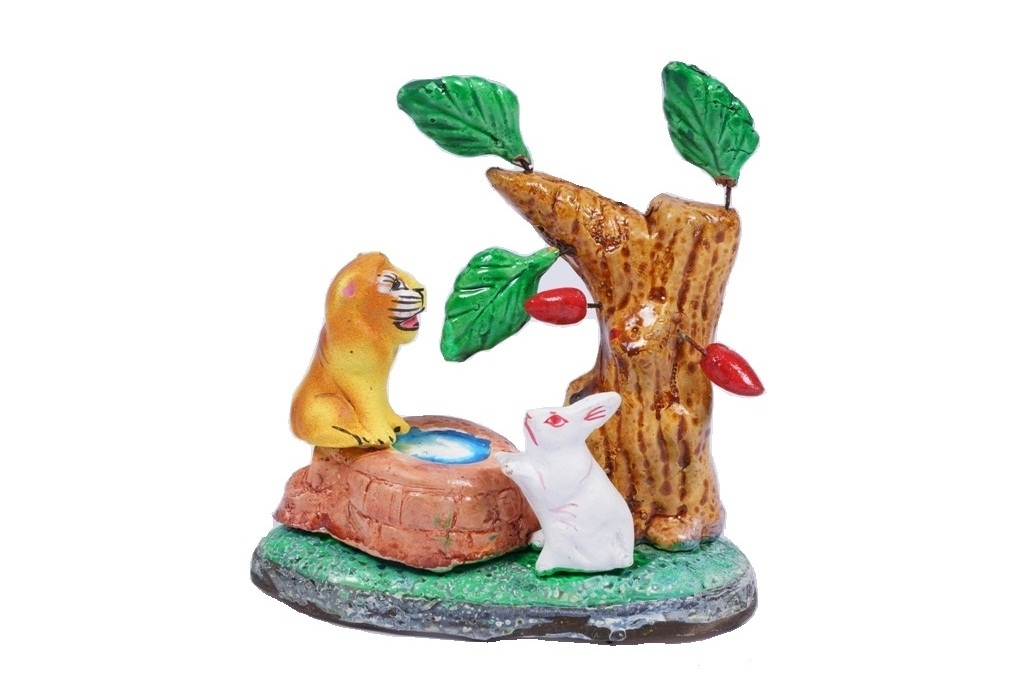 The Foolish Lion & Clever  Rabbit Panchatantra Story Navarathri Golu Doll  