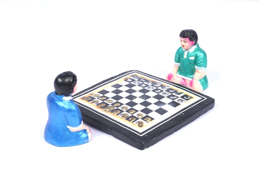 Children Play Chess Navarathri Golu Doll 