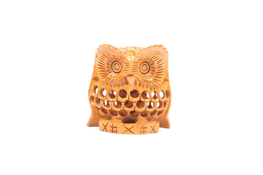 Handcrafted Jali Owl Statue 2"