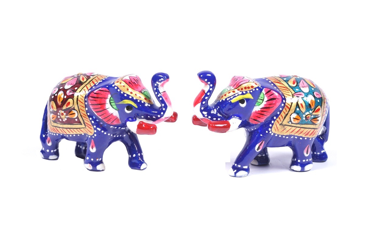 HAND PAINTED MEENAKARI METAL Elephant 2" ( each)