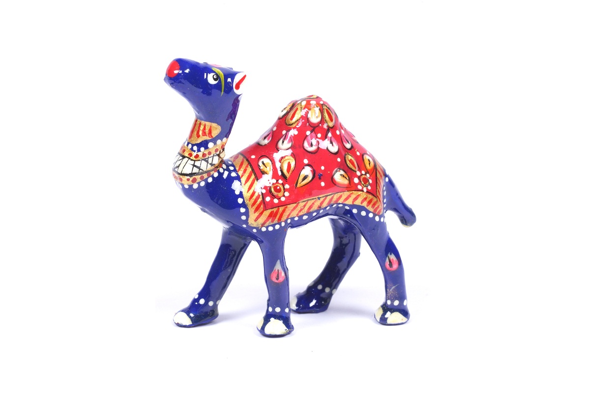 HAND PAINTED MEENAKARI METAL CAMEL 2"