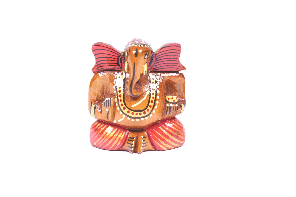 Rajasthani Wood Cute Ganesha 2"