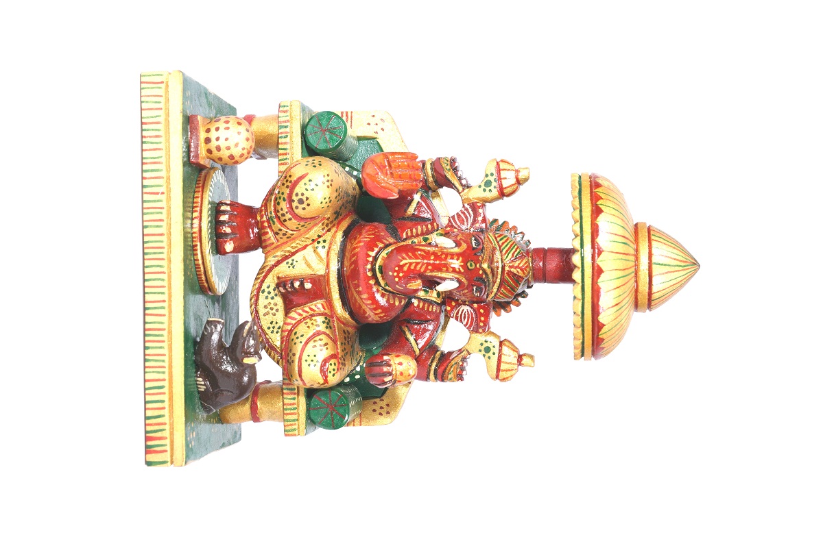 Rajasthani Wood Red Chowki Ganesha