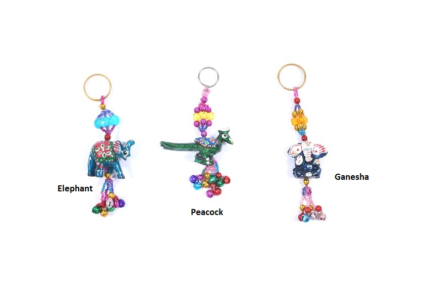 Vibrant Elephant/Peacock/ Ganesha Keychain