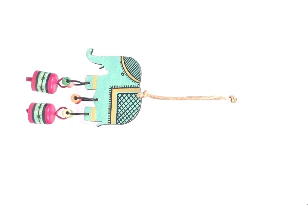Trendy Elephant Hanging With Pink Bells