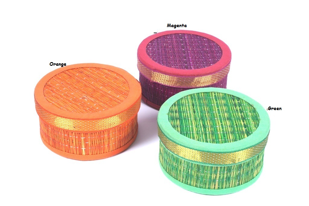Handmade Kora Grass Round Box