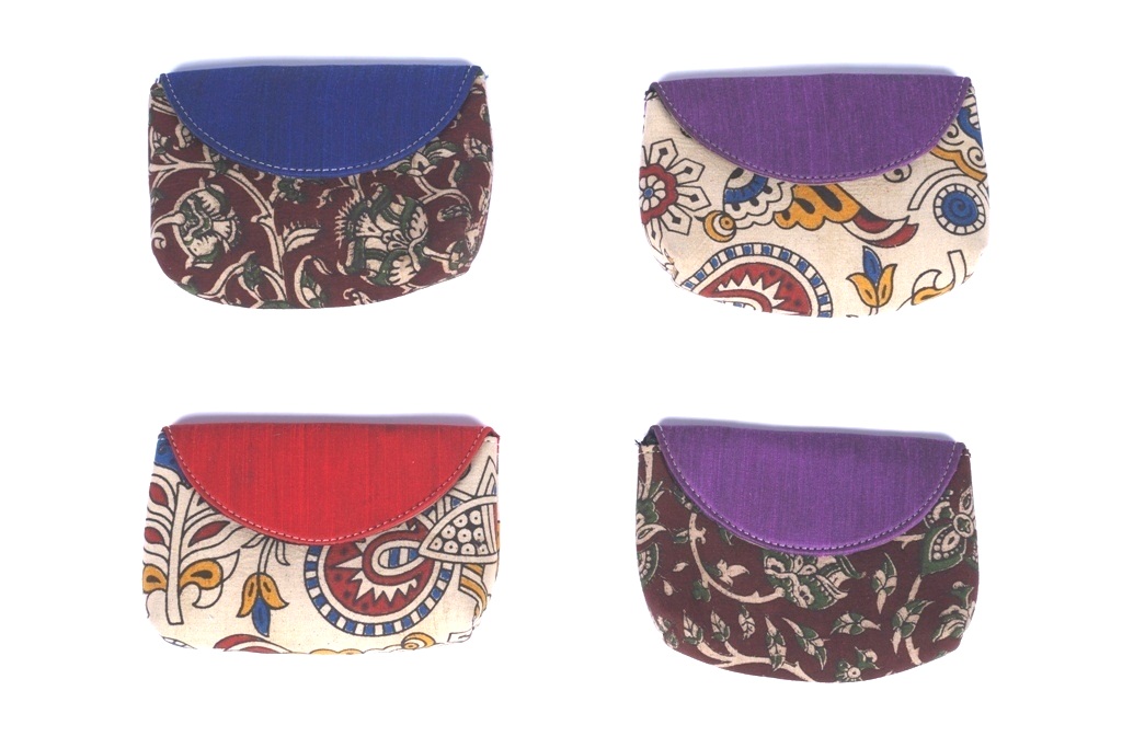 Pretty Silk Kalamkari Flap Pouch 