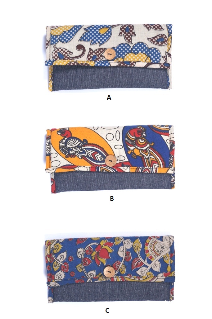 Denim Kalamkari Flap Purse