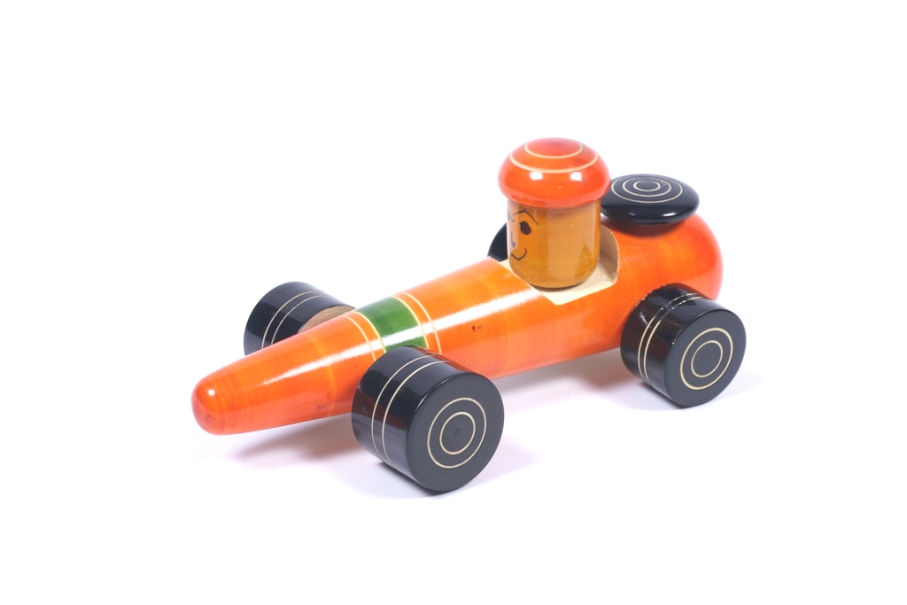 Handcrafted Wooden Channapatna wooden Toy Car in Orange