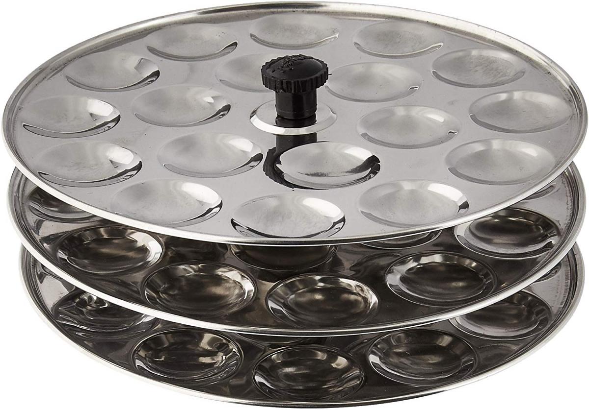 Tabakh 3-Rack Stainless Steel Mini Idli Stand, Makes 54 Idlys