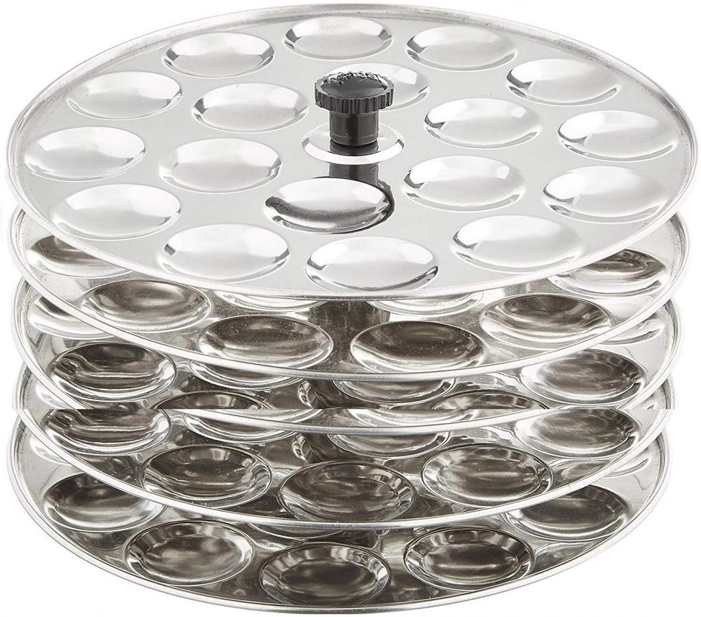 Tabakh 5-Rack Stainless Steel Mini Idli Stand, Makes 90 Idlys