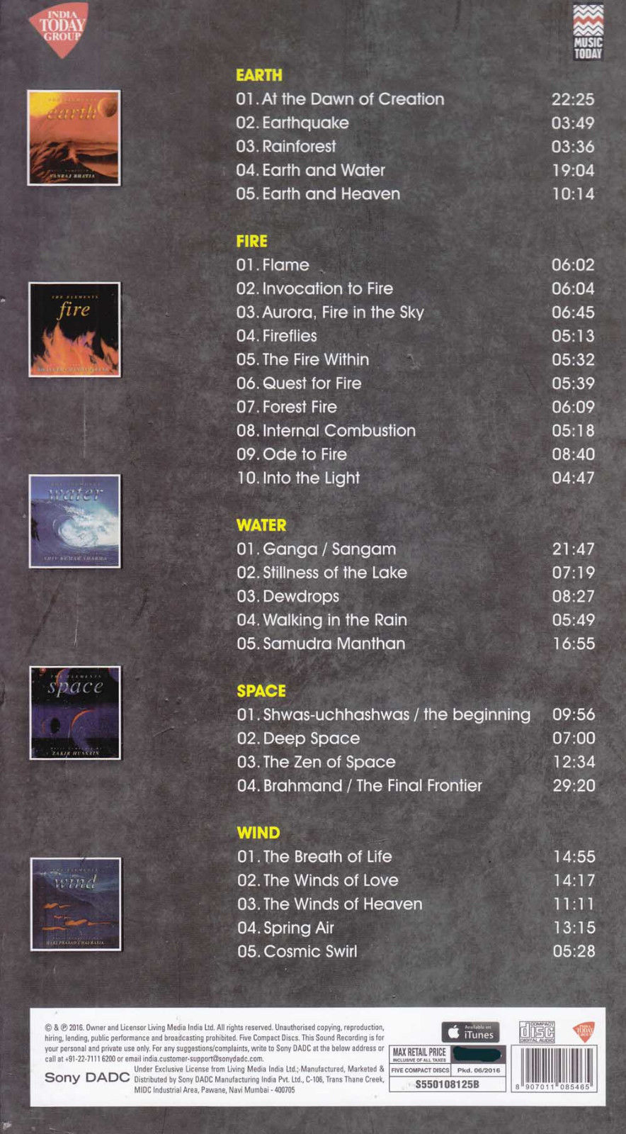 The Elements Earth Fire Water Space Wind Hindi CD (5 Audio CDs)