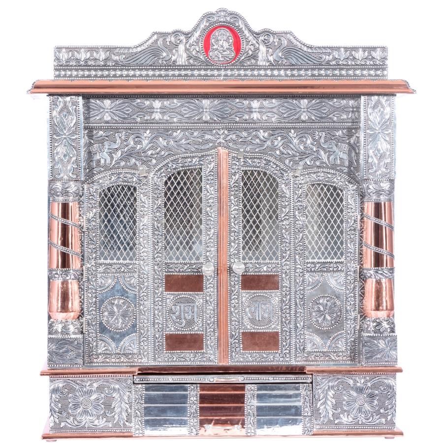 Steps Mandir (Silver Mandir with Door, Large) 