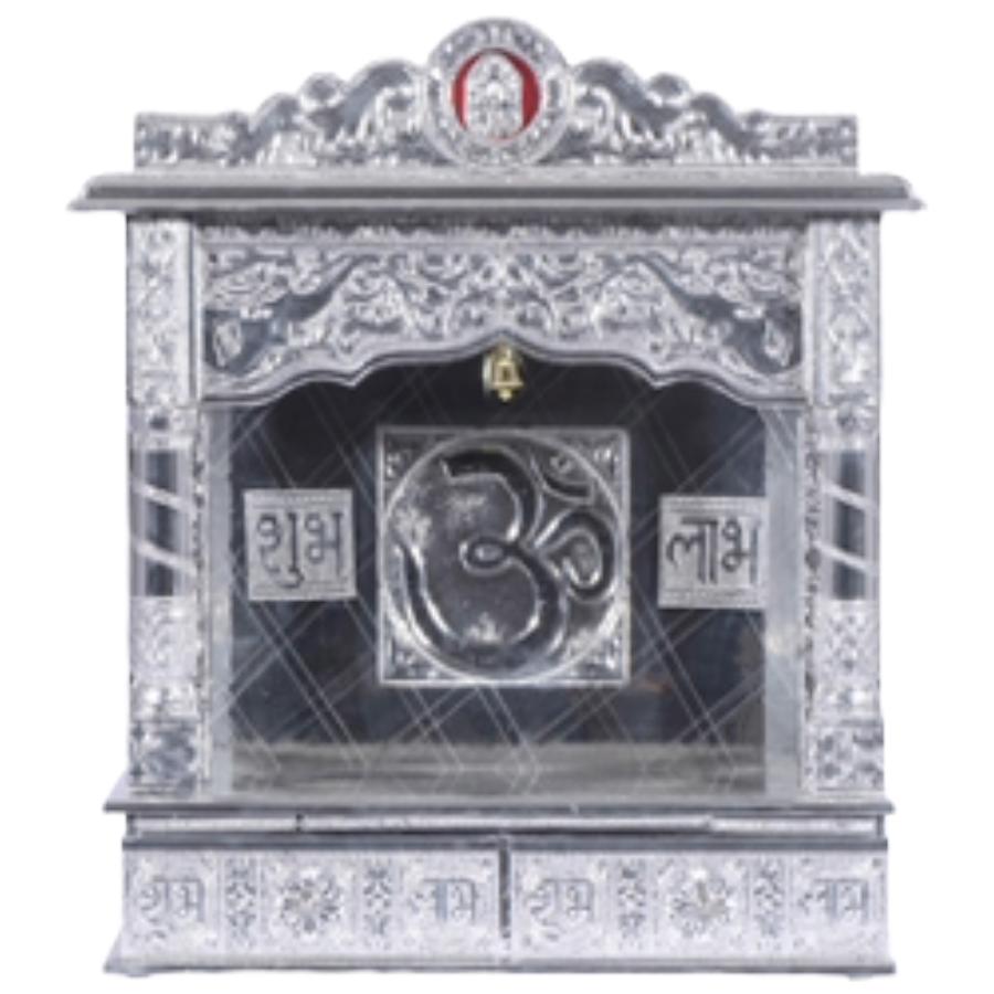 Silver Mandir for Home - Pure Silver Color - Without Door (Medium) Silver Mandir for Home - Pure Silver Color - Without Door (Medium)