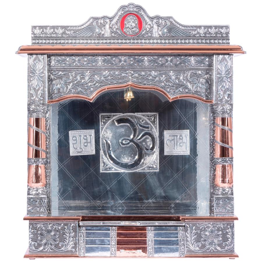 Pooja Bazar Steps Mandir (Silver Mandir Without Door, Large)
