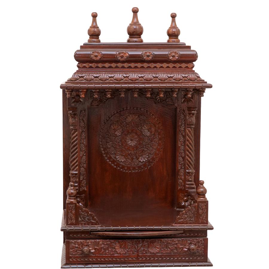 Rosewood Gopura Wooden Engraved Pooja Mandir Temple for Home - 21" Rosewood Gopura Wooden Engraved Pooja Mandir Temple for Home - 21"