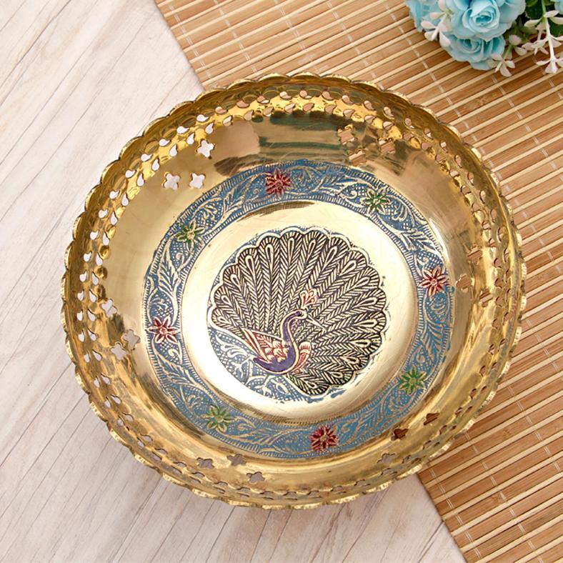 Round Peacock Brass Bowl for Home Decor / Gift #29551 ...