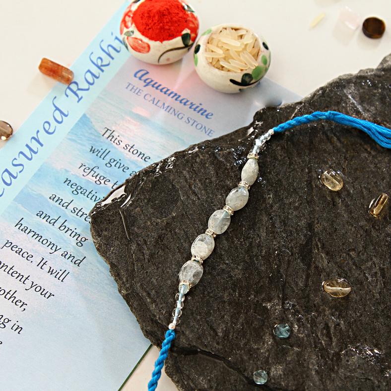Pretty Aquamarine Stone Rakhi