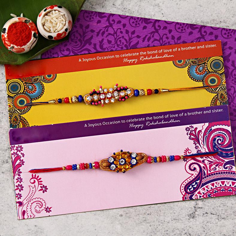 Designer Bead Work Rakhi Set for Brother