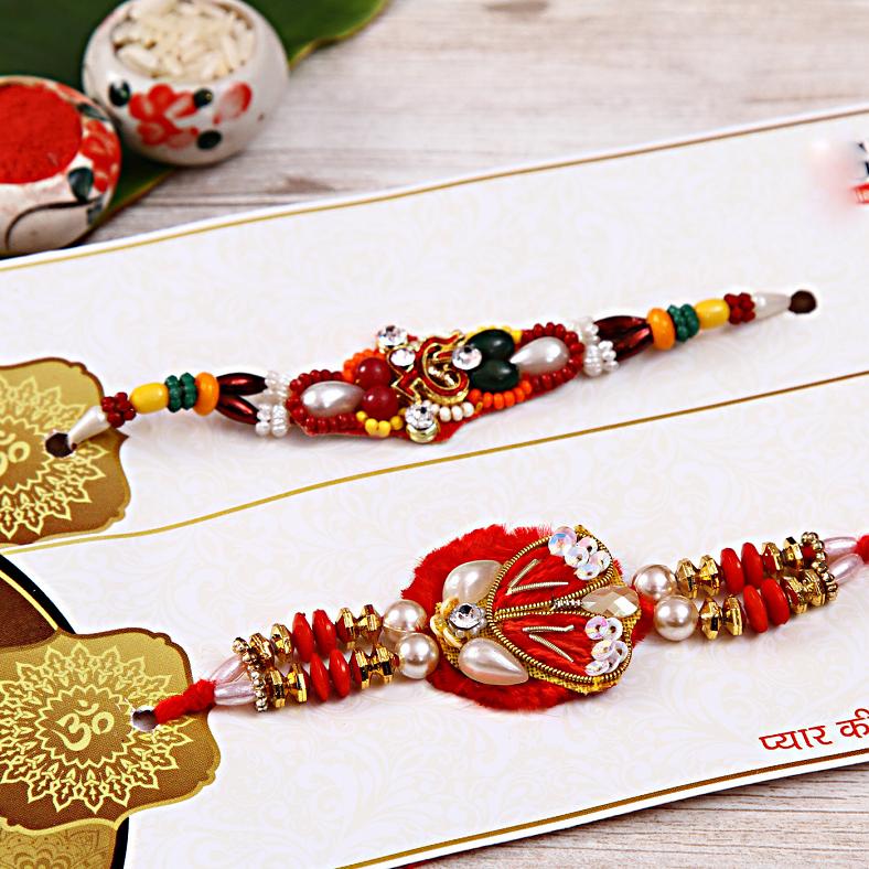 Set of 2 Designer Rakhi in Traditional Design