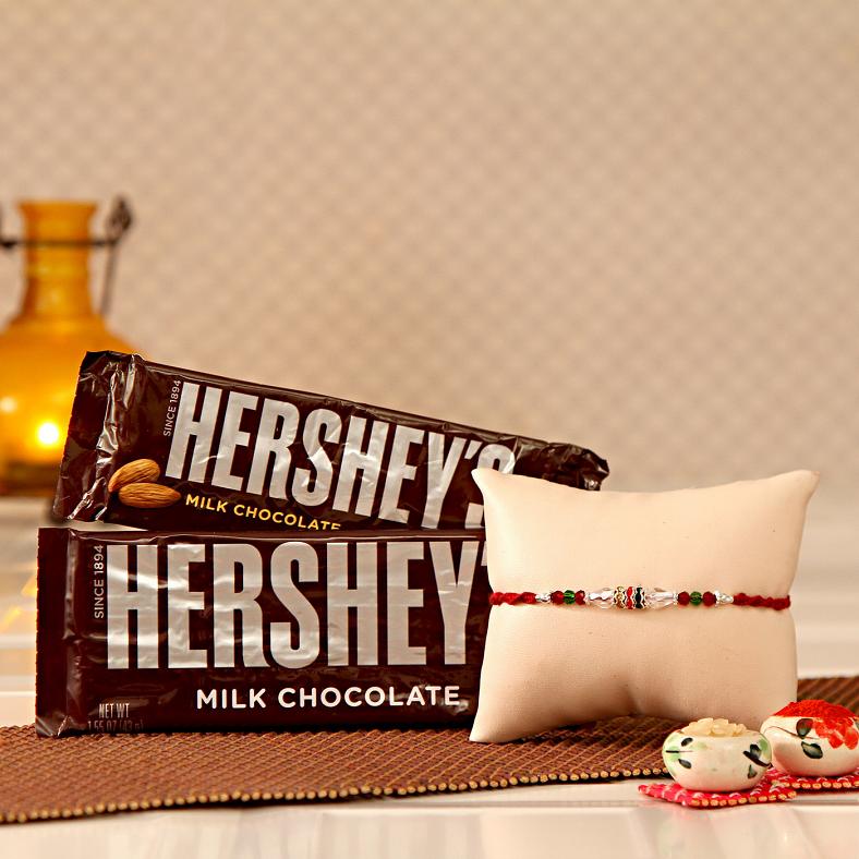 Rakhi Roli-Chawal w/ Two Bars of Hershey's Chocolates