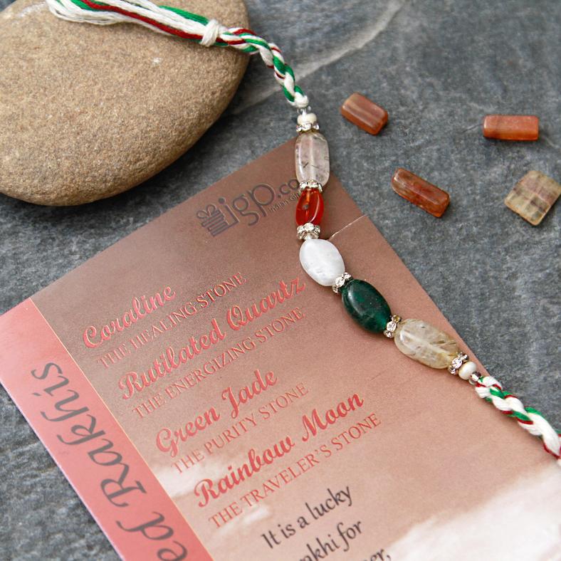 Rakhi In Stone Work w/ Pack of Lindt Pretzel Bites
