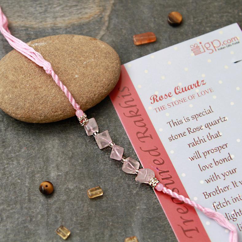Traditional Stone Work Rakhi w/ Pack of Lindt Crunchy Cookie