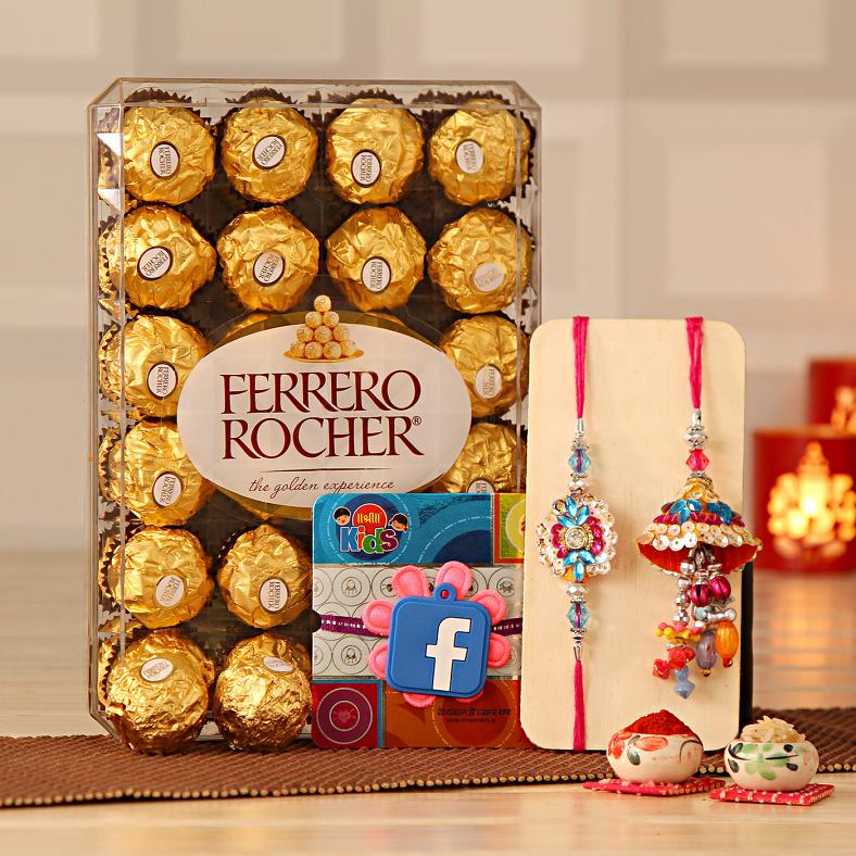 Special Bhaiya Bhabhi & Kids Rakhi w/ Ferrero Rocher Pack