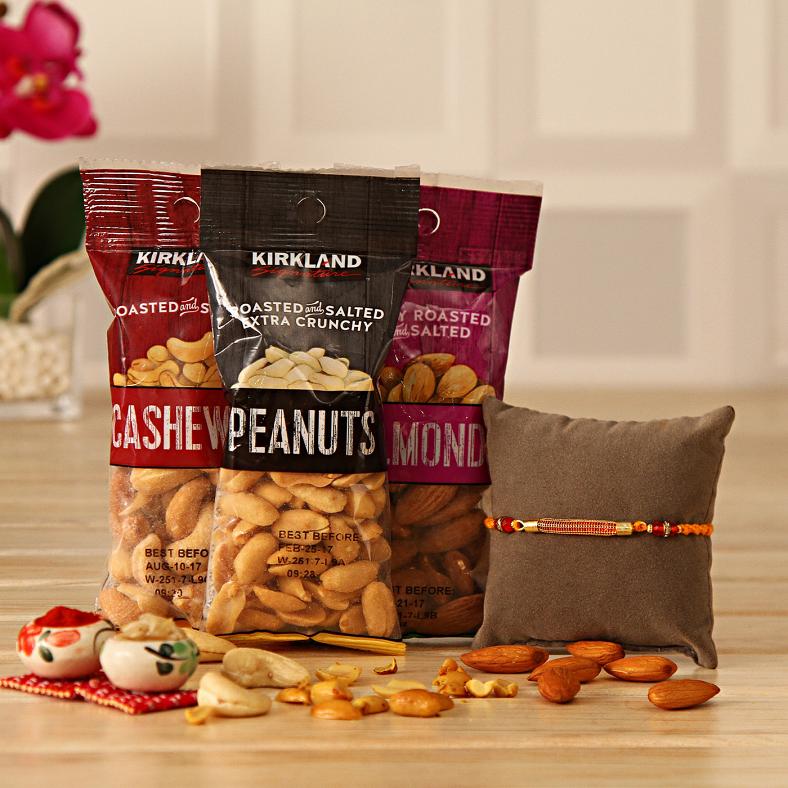 Rakhi w/ Peanuts, Cashew & Almonds Pack for Brother