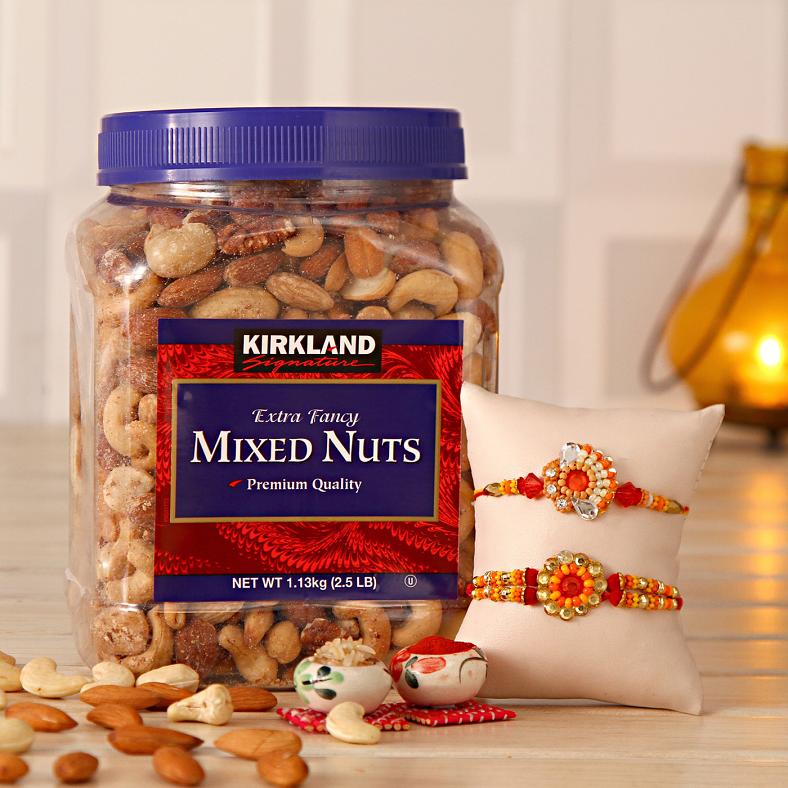 Send Two Rakhis w/ Mixed Nuts to Brother in USA