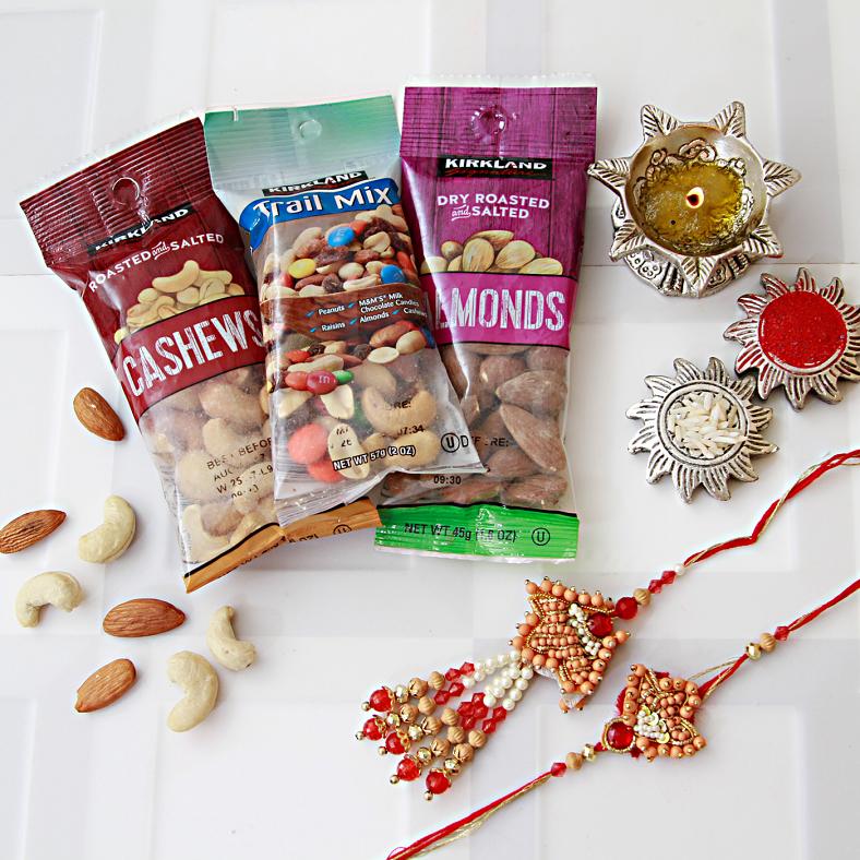 Bhaiya Bhabhi Rakhi w/ Trail Mix, Almonds & Cashews