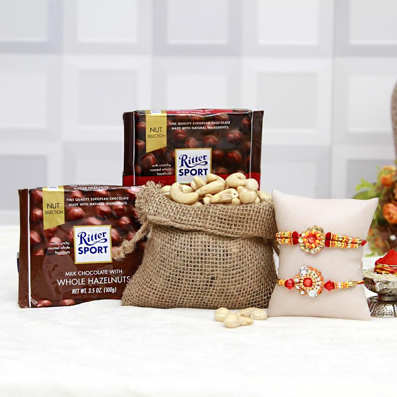 Two Rakhis w/ Cashews & Chocolates