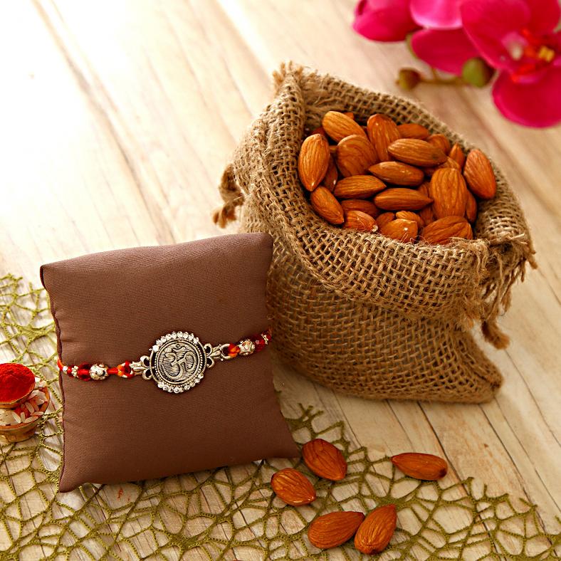 Traditional Auspicious Om Rakhi w/ Almonds