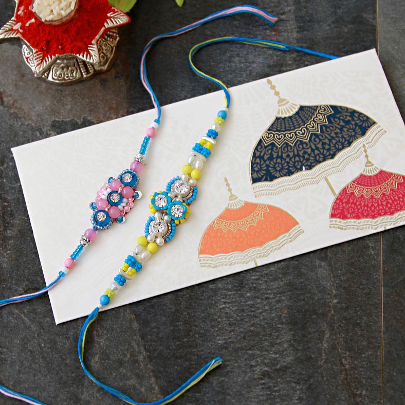 Set of 2 Beautiful Beaded Rakhi for Celebration