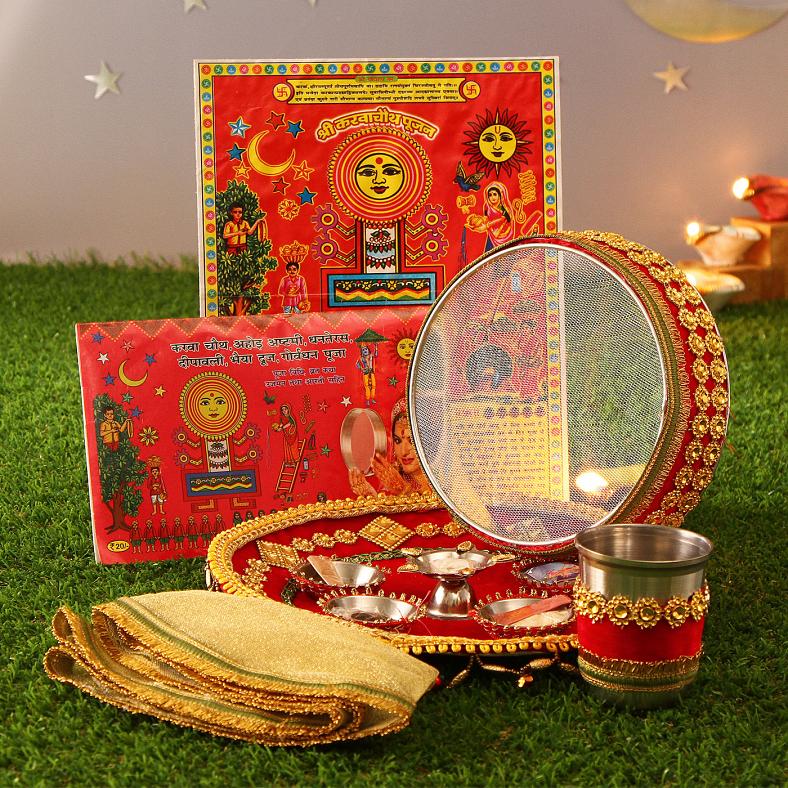Karwachauth Essential Pooja Kit in Red