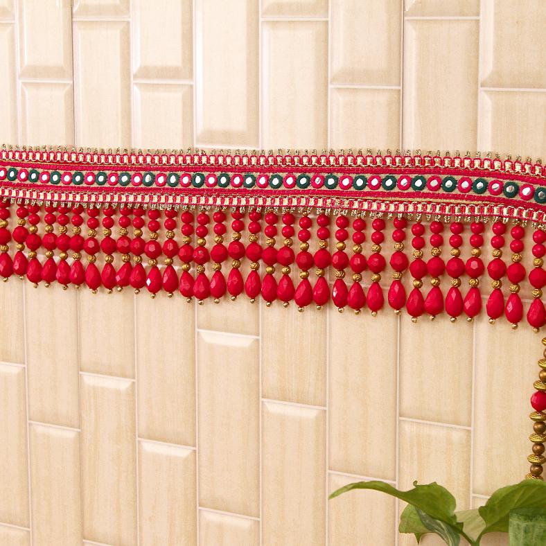 Appealing Pink & Blue Beads Door Toran, Bandhanwar 40"