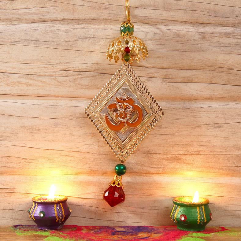 Artistic Diamond Shaped Ganesha Car Hanging 7"