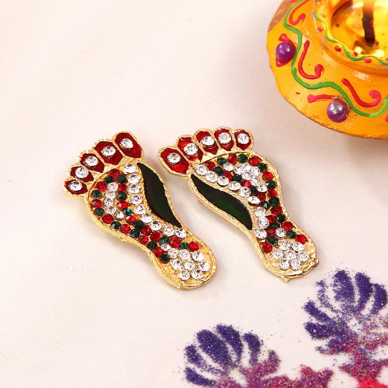 Auspicious Metallic Laxmi Charan Paduka for Puja