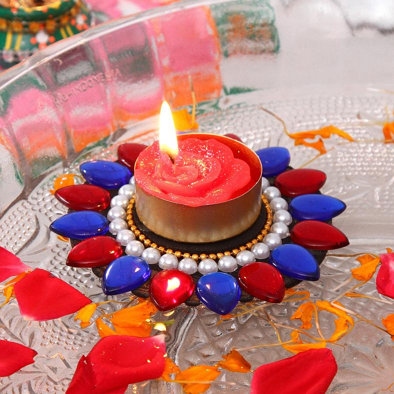 Pearl & Kundan Work Floating Diya for Diwali Decor