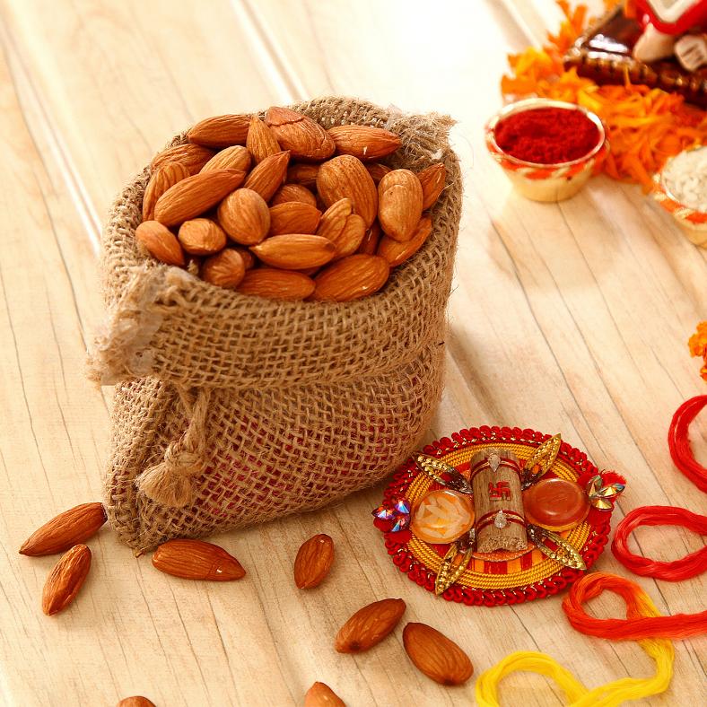 Bhaidooj Tikka Puja Thali w/ 100 Gms Almonds