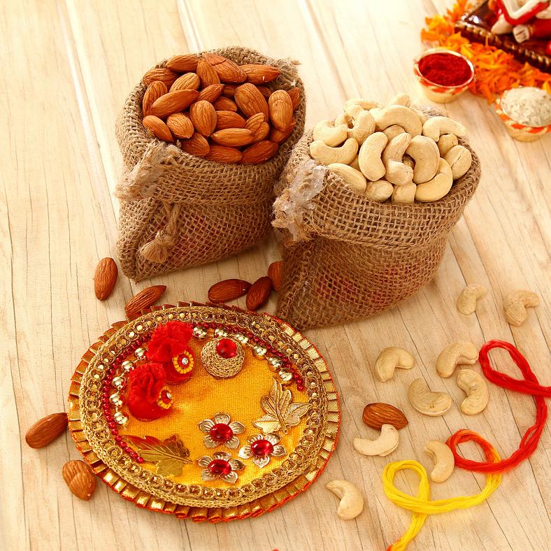 Assorted 100 Gms Dry Fruits w/ Bhaidooj Tikka Thali
