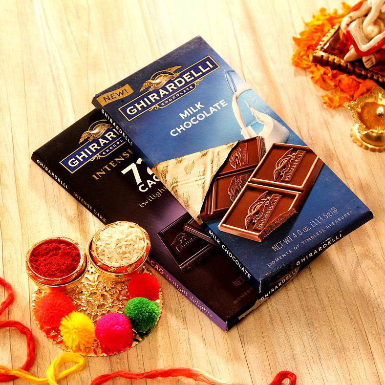 Order Bhaidooj Tikka Thali & Ghirardelli Chocolate Bars