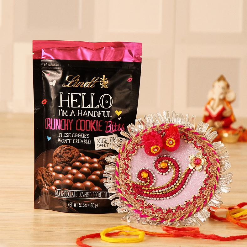 Decorative Tikka Puja Thali w/ Lindt Cookie Bites