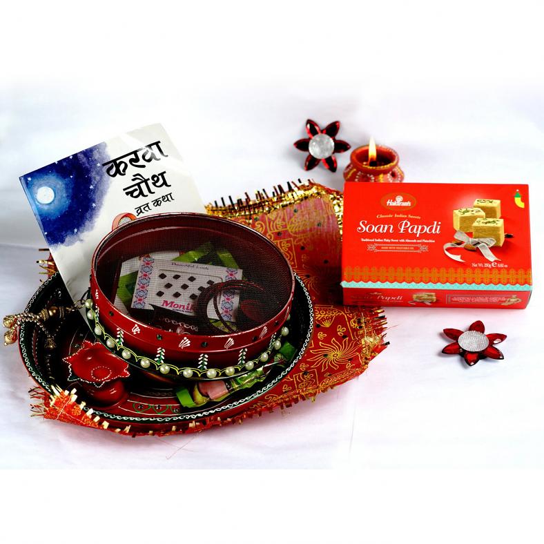 Karwa Chauth Puja Hamper w/  Haldiram Soan Papdi