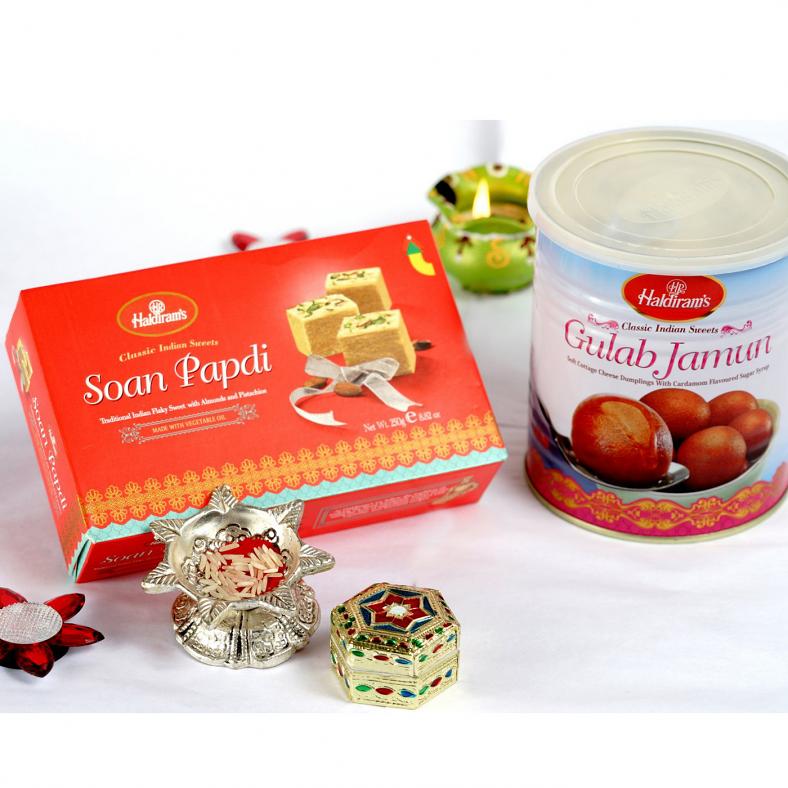 Assorted Sweets w/ Bhaidooj Tikka Thali Gift Set
