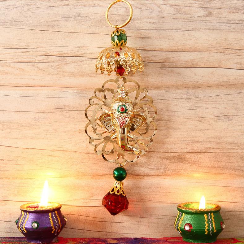 Beautful Metallic Ganesha Wall Hanging Decor 6"