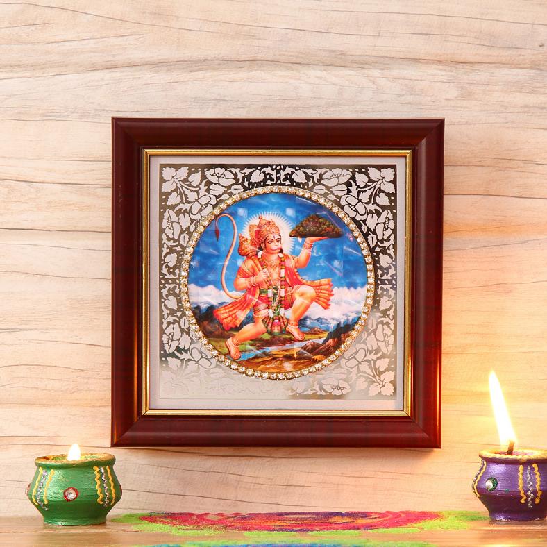 Auspicious Wooden Framed of Lord Hanuman ji 6"